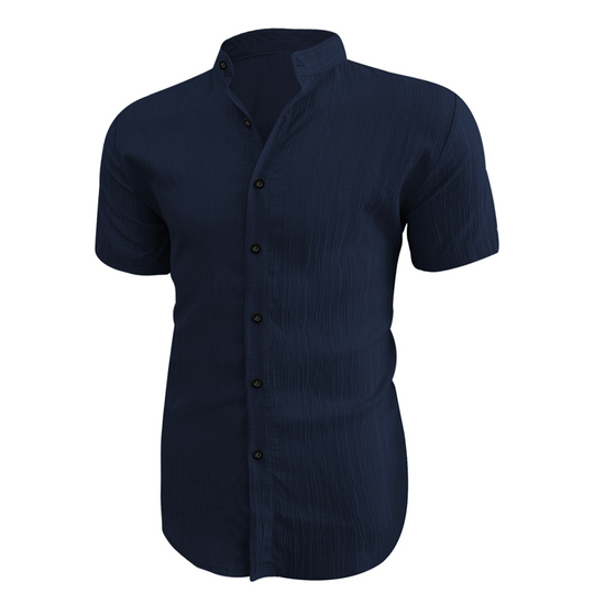 ⏳LAST DAY SALE 50% OFF🔥 Men's Summer Stand Collar Short Sleeve Shirt – Breathable Material, Modern Fit & Ideal for Casual or Work 💼