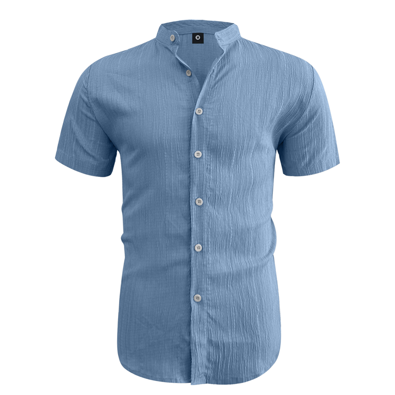 ⏳LAST DAY SALE 50% OFF🔥 Men's Summer Stand Collar Short Sleeve Shirt – Breathable Material, Modern Fit & Ideal for Casual or Work 💼