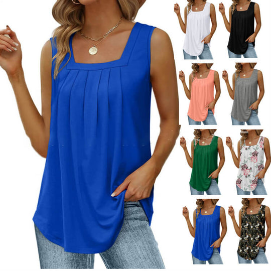 🎉 50% OFF! 🧊 Viral Square Neck Tank – Snatched Waist, Zero Bra Hassle ✨