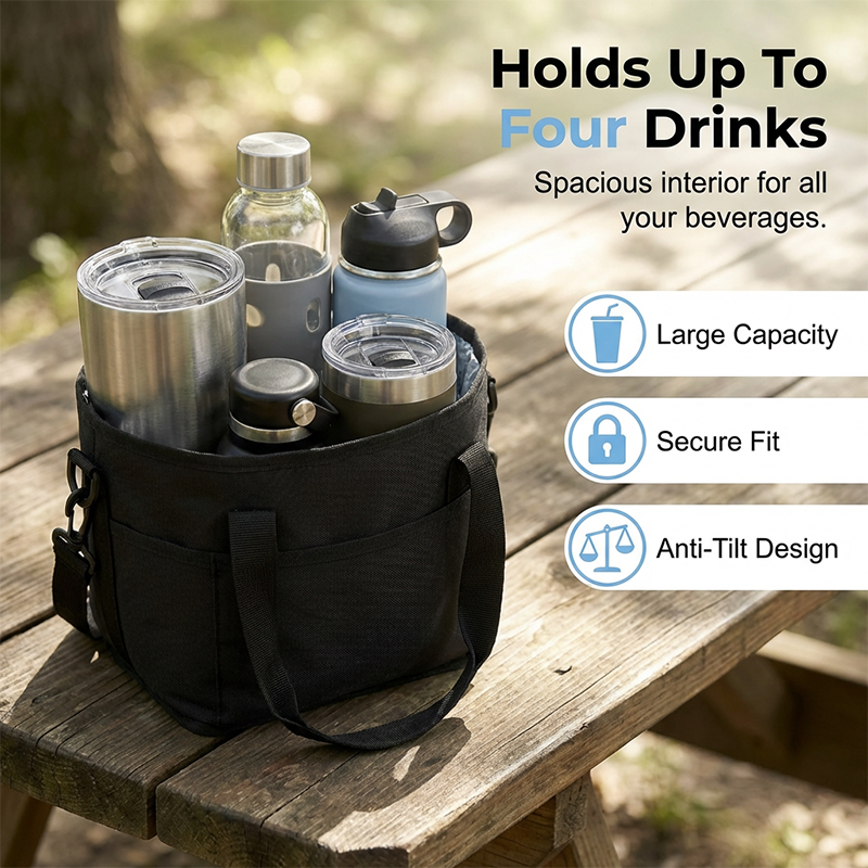 🔥4-Cup Drink Carrier Tote with Shoulder Strap