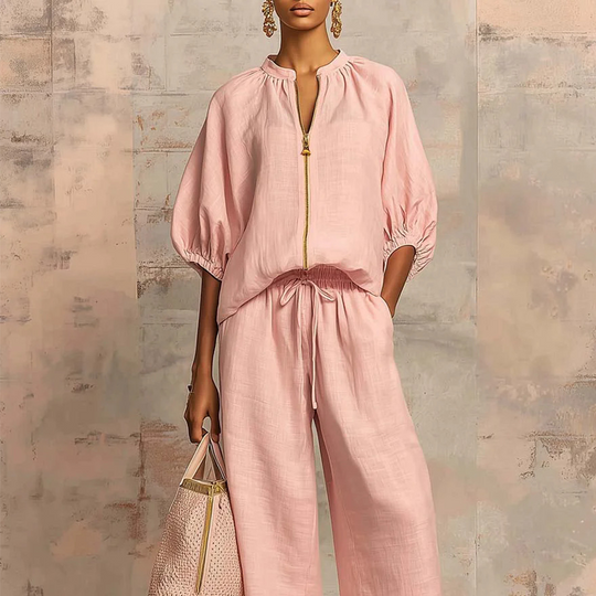 🔥2026 HOT SALE🔥🥰Women's Solid Color 2-Piece Casual Tracksuit Set