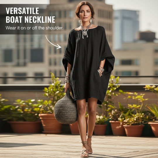 🔥Women's Oversized Batwing Sleeve Dress