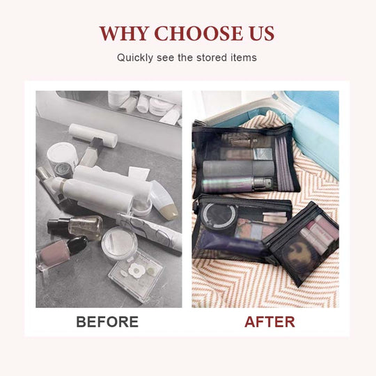 Portable Mesh Cosmetics Storage Bag