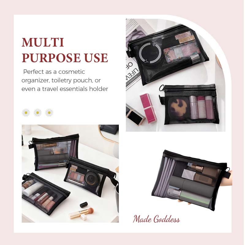 Portable Mesh Cosmetics Storage Bag
