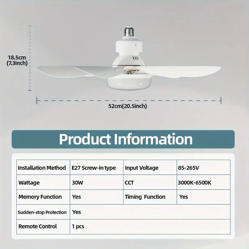 ⏳LAST DAY SALE 50% OFF🔥40W LED Ceiling Fan Light – 20.5” Ultra-Quiet with Remote 🎯 | E27 + FREE B22 Adapter 🔌 | For Bedroom 😴, Kitchen 👩‍🍳 & Garage 🛠️