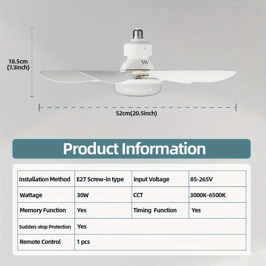 ⏳LAST DAY SALE 50% OFF🔥40W LED Ceiling Fan Light – 20.5” Ultra-Quiet with Remote 🎯 | E27 + FREE B22 Adapter 🔌 | For Bedroom 😴, Kitchen 👩‍🍳 & Garage 🛠️