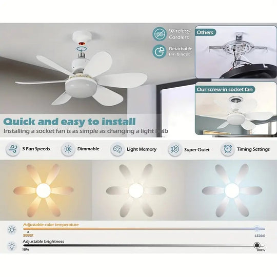 ⏳LAST DAY SALE 50% OFF🔥40W LED Ceiling Fan Light – 20.5” Ultra-Quiet with Remote 🎯 | E27 + FREE B22 Adapter 🔌 | For Bedroom 😴, Kitchen 👩‍🍳 & Garage 🛠️