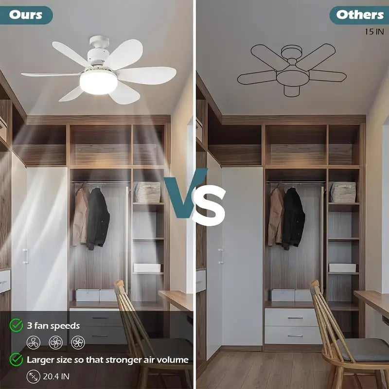 ⏳LAST DAY SALE 50% OFF🔥40W LED Ceiling Fan Light – 20.5” Ultra-Quiet with Remote 🎯 | E27 + FREE B22 Adapter 🔌 | For Bedroom 😴, Kitchen 👩‍🍳 & Garage 🛠️
