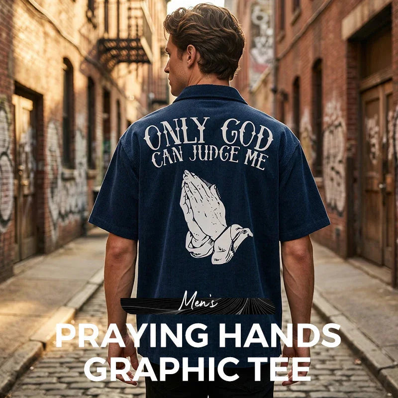 👕50% OFF!🙏Men's Praying Hands Graphic Tee – Cotton, Casual, Symbolic, Versatile ✨