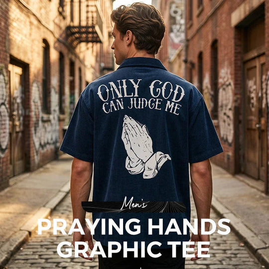 👕50% OFF!🙏Men's Praying Hands Graphic Tee – Cotton, Casual, Symbolic, Versatile ✨