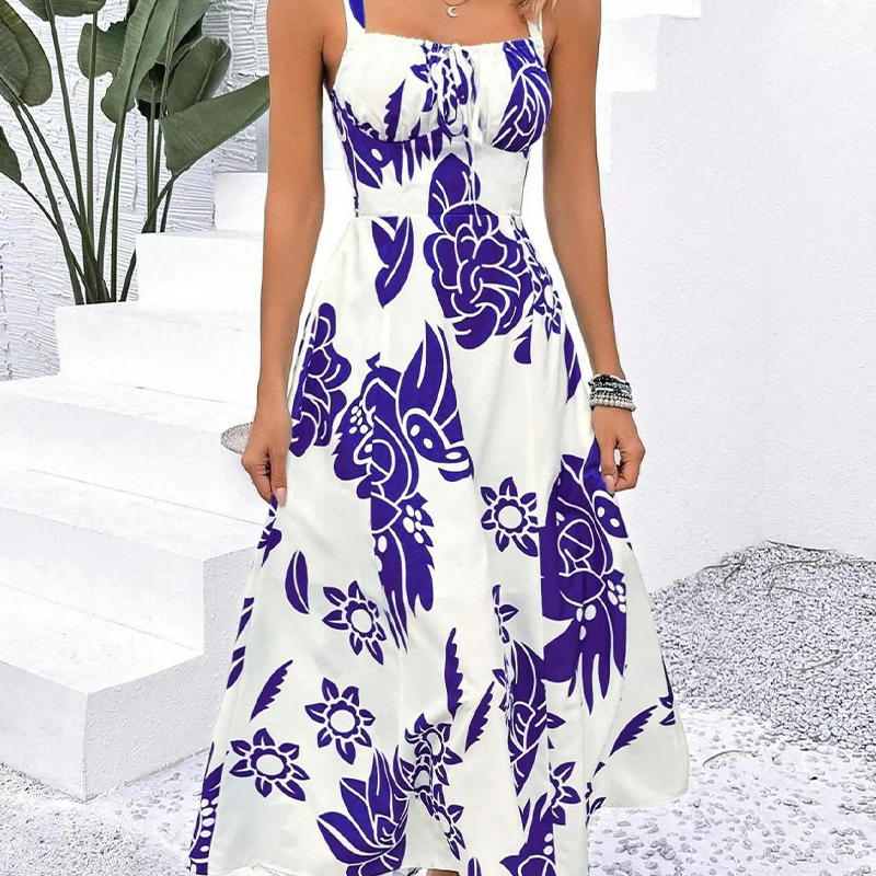 🥳2026 HOT SALE🥳Women's Floral Print Spaghetti Strap Dress