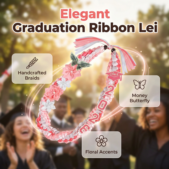 Graduation Ribbon Lei with Flowers