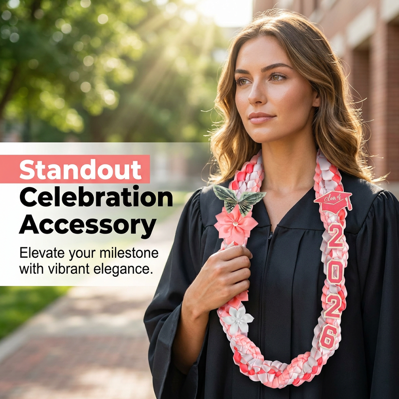 Graduation Ribbon Lei with Flowers