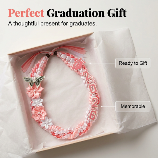 Graduation Ribbon Lei with Flowers