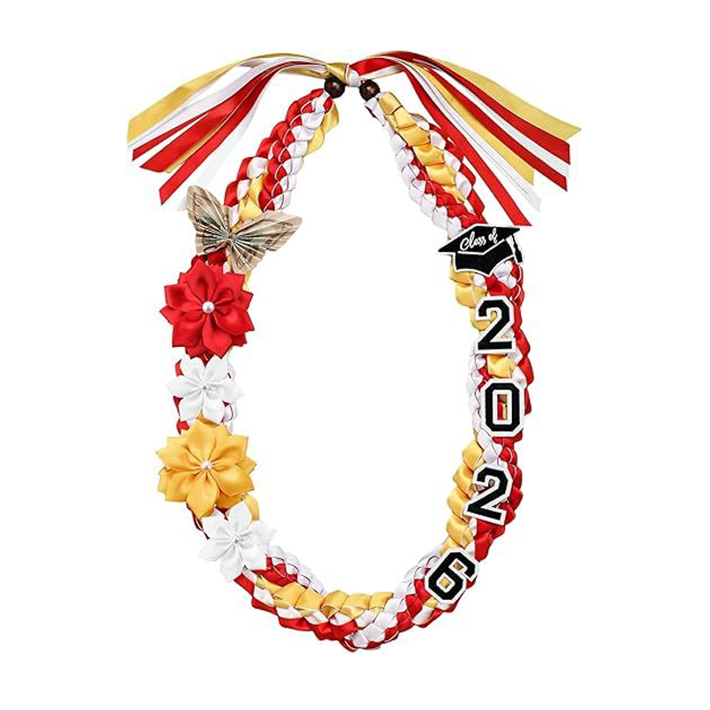 Graduation Ribbon Lei with Flowers