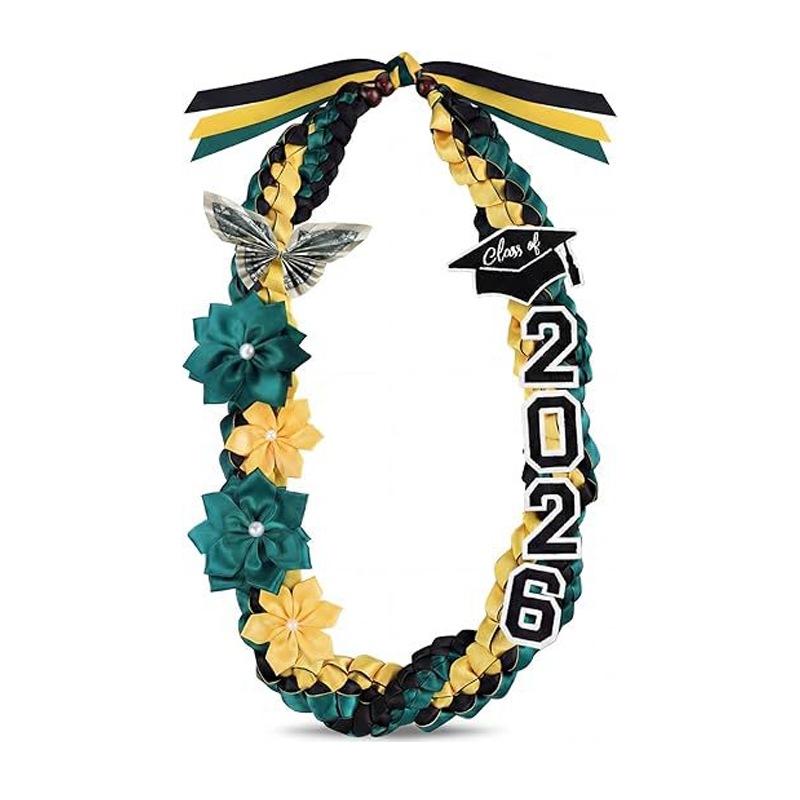 Graduation Ribbon Lei with Flowers
