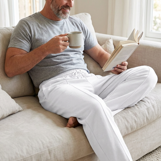 Men's Elastic Waist Drawstring Straight Leg Pants