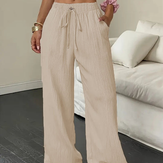 🥳2026 HOT SALE🥳Women's Solid Color Crinkle Wide Leg Pants