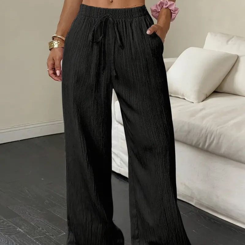 🥳2026 HOT SALE🥳Women's Solid Color Crinkle Wide Leg Pants