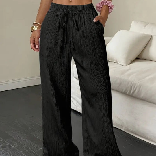 🥳2026 HOT SALE🥳Women's Solid Color Crinkle Wide Leg Pants