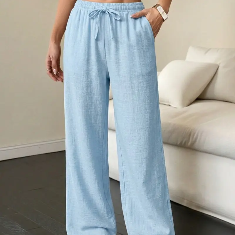 🥳2026 HOT SALE🥳Women's Solid Color Crinkle Wide Leg Pants