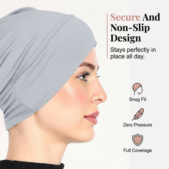 👒 Buy 1 Get 1 FREE!🌸 Soft Stretch Turban Cap – Milk Silk Fabric & Anti-Slip Fit – Hair Volume Concealer – Multi-Use Under Scarf 🧣