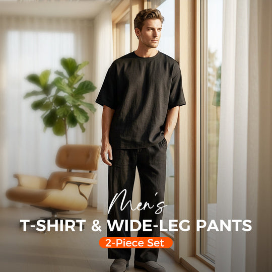 🔥2026 Hot Sale ⏰👔Men's T-Shirt & Wide-Leg Pants 2-Piece Set🎁