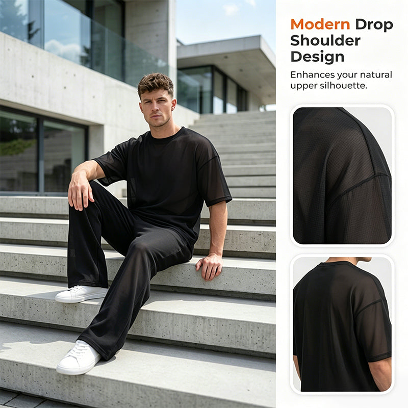 🔥2026 Hot Sale ⏰👔Men's T-Shirt & Wide-Leg Pants 2-Piece Set🎁