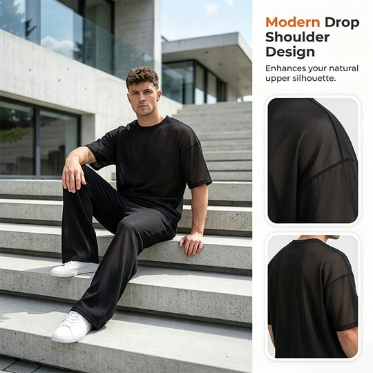 🔥2026 Hot Sale ⏰👔Men's T-Shirt & Wide-Leg Pants 2-Piece Set🎁