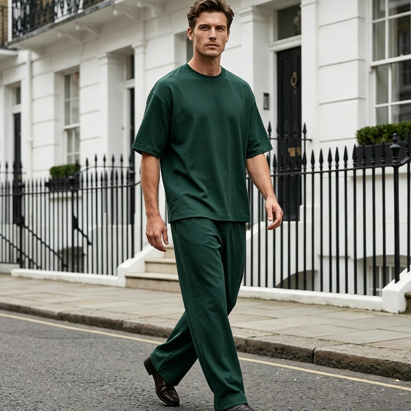 🔥2026 Hot Sale ⏰👔Men's T-Shirt & Wide-Leg Pants 2-Piece Set🎁