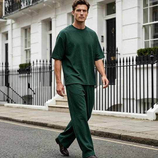 🔥2026 Hot Sale ⏰👔Men's T-Shirt & Wide-Leg Pants 2-Piece Set🎁