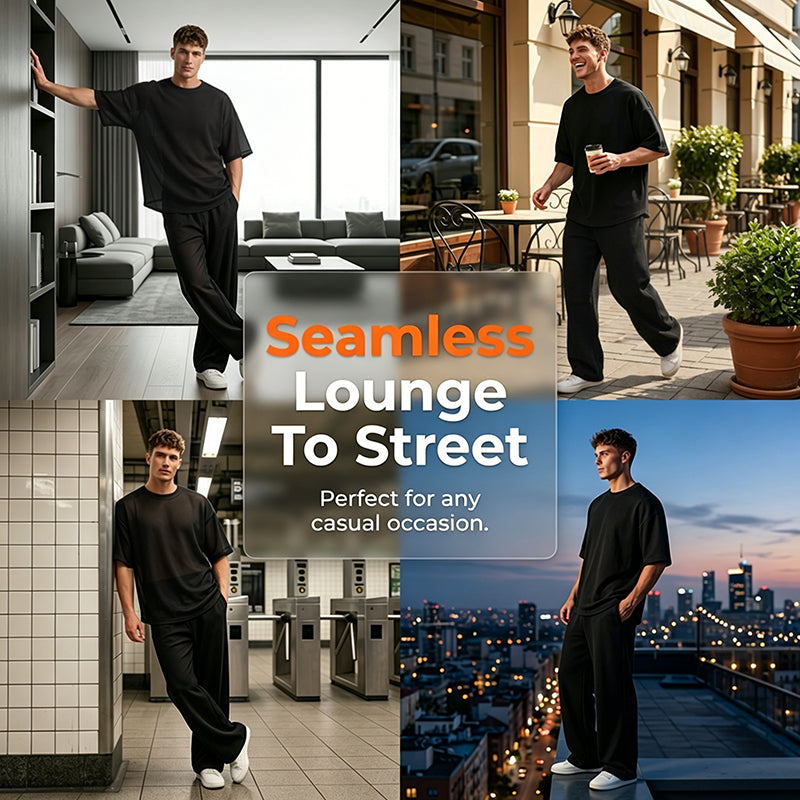 🔥2026 Hot Sale ⏰👔Men's T-Shirt & Wide-Leg Pants 2-Piece Set🎁