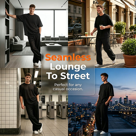 🔥2026 Hot Sale ⏰👔Men's T-Shirt & Wide-Leg Pants 2-Piece Set🎁