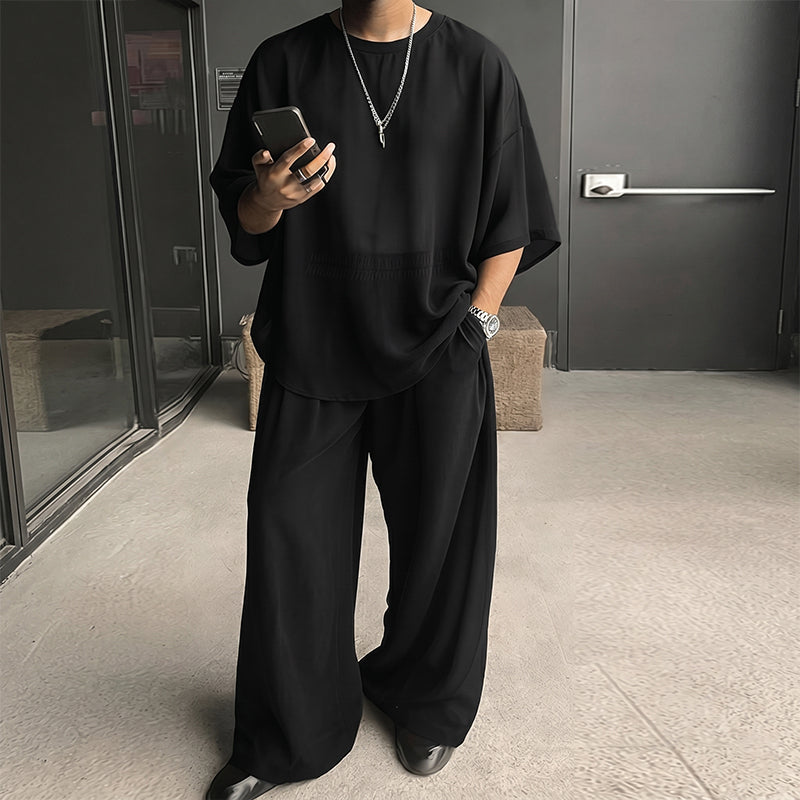 🔥2026 Hot Sale ⏰👔Men's T-Shirt & Wide-Leg Pants 2-Piece Set🎁