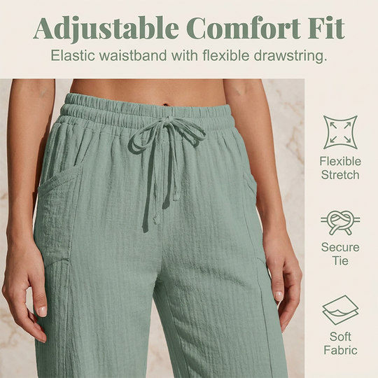 🏖️Summer Hot Sale✨Women's Solid-Color Pleated Cotton-Linen Cropped Pants