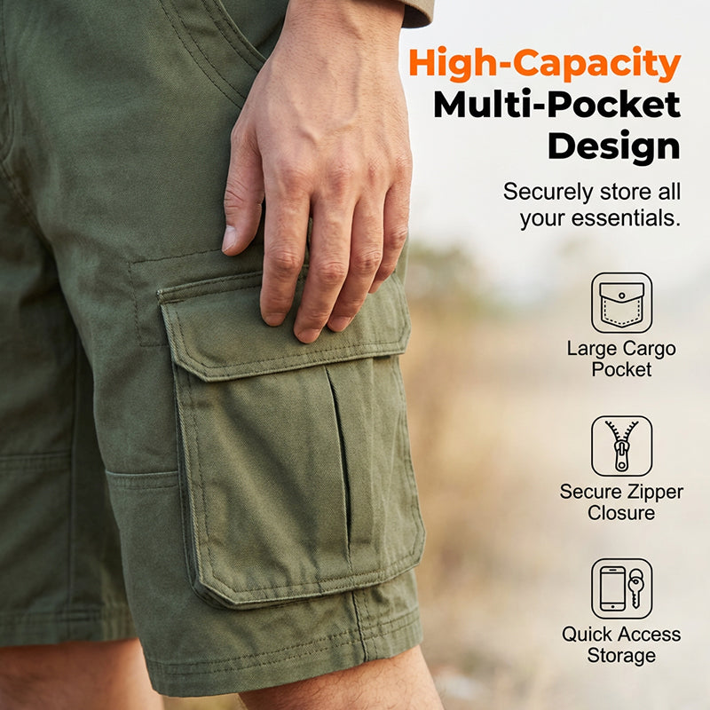 🩳 LIMITED-TIME 50% OFF! 💥 Men's Outdoor Casual Cargo Shorts – Multi-Pocket, Durable Cotton, Relaxed Fit ✨