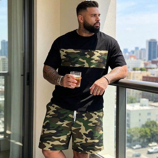 ⏳Time-Limited Special⏰Men's Camouflage Print T-Shirt & Shorts Set