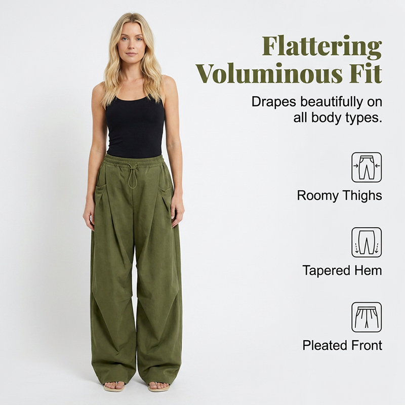 👖 50% OFF NOW! 🏆 Voluminous Pleated Lantern Trousers – Flowy, Elegant & Wide-Leg – Perfect For A Chic Summer Look Or Formal Occasion ✨