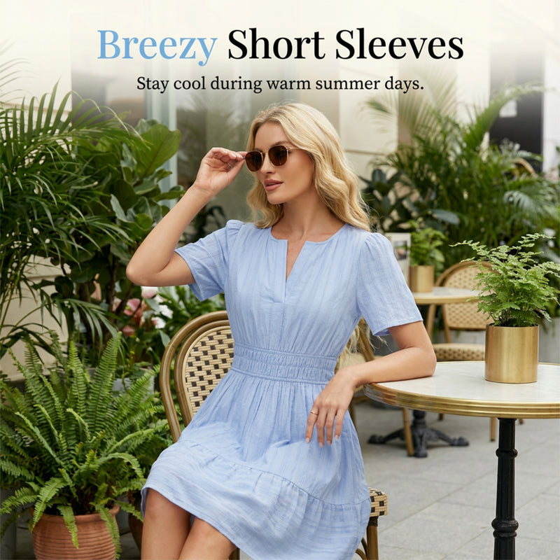 📢📢40% OFF !! ⏰Women's Short Sleeve Tiered Mini Dress