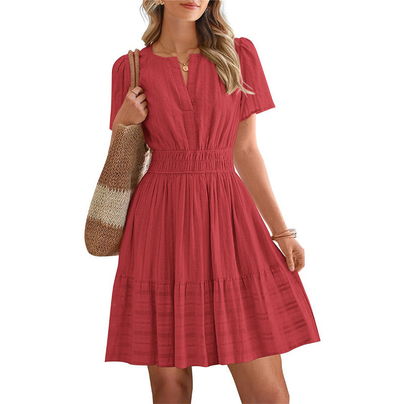📢📢40% OFF !! ⏰Women's Short Sleeve Tiered Mini Dress