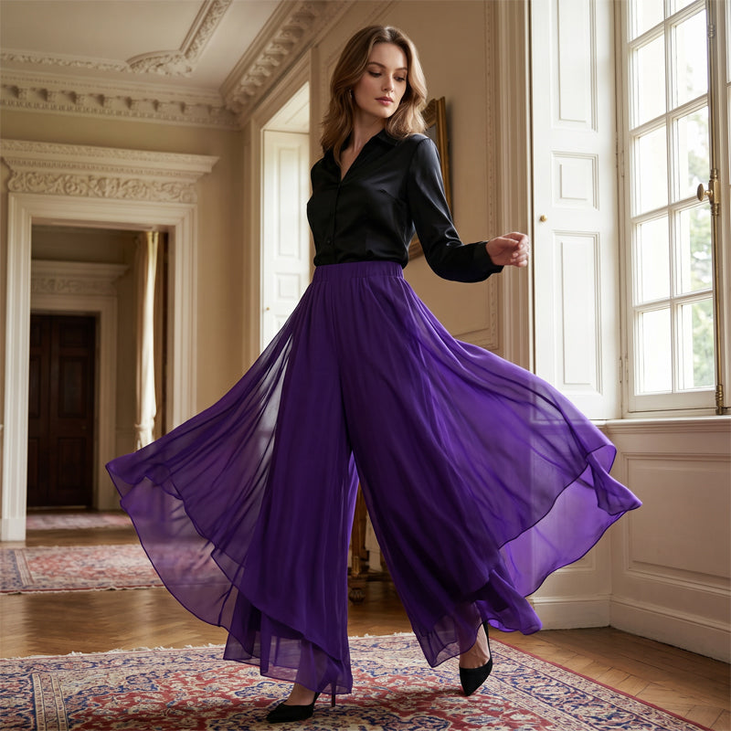 🔥2026 New Style ＆ Hot Sale ＆ 50％ Off🔥Women's Asymmetrical Chiffon Wide-Leg Pants