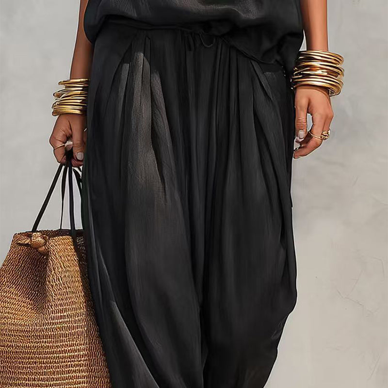 🎁New Arrivals 50% OFF💥Sleeveless Cowl Neck Jumpsuit – Halter, Wide-Leg, Elegant