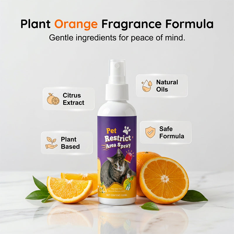 🥳2026 HOT SALE🥳💞50K+ SOLD!🐱🚫 50% OFF! Pet Boundary Spray – Citrus formula, safe around kids. Reusable, effective. Teach boundaries without stress. 💚✨