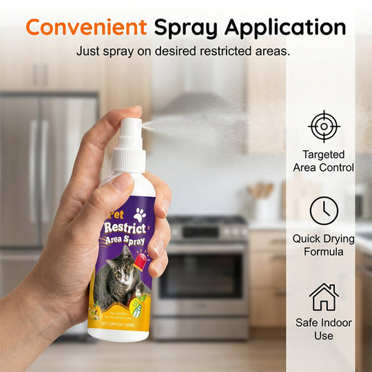 🥳2026 HOT SALE🥳💞50K+ SOLD!🐱🚫 50% OFF! Pet Boundary Spray – Citrus formula, safe around kids. Reusable, effective. Teach boundaries without stress. 💚✨