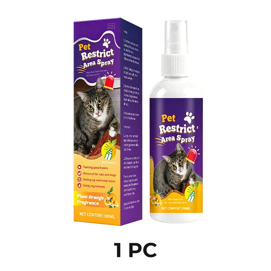 🥳2026 HOT SALE🥳💞50K+ SOLD!🐱🚫 50% OFF! Pet Boundary Spray – Citrus formula, safe around kids. Reusable, effective. Teach boundaries without stress. 💚✨