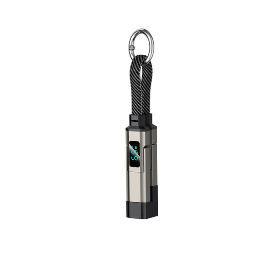🔌 4-in-1 Charging Cable with Digital Display & Keychain – Fast-Charging, Kink-Resistant & Compact