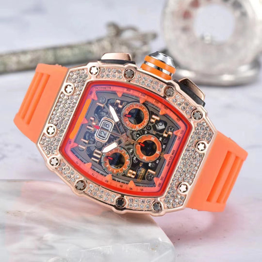 ⌚Men's Luxury barrel-shaped watch Rhinestone Embellished Watch