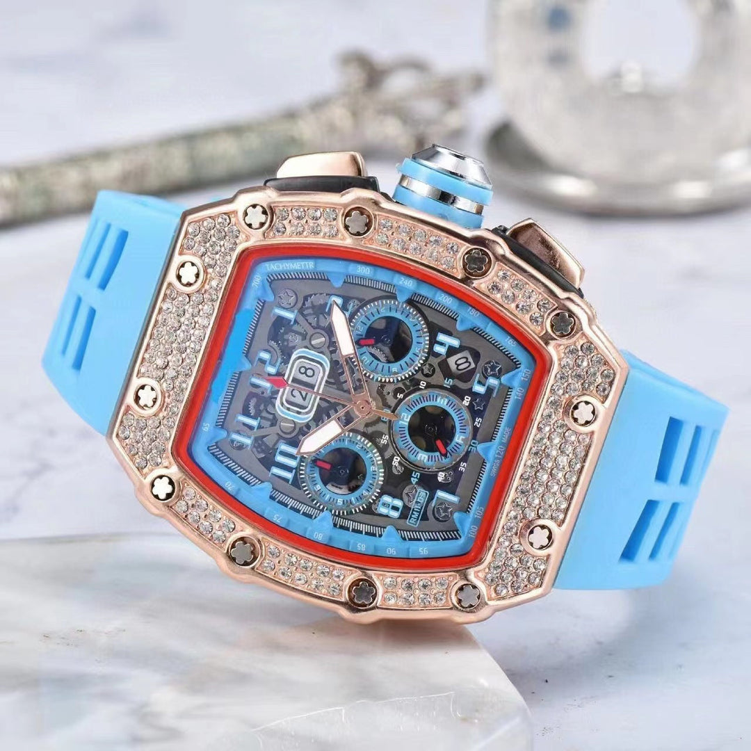 ⌚Men's Luxury barrel-shaped watch Rhinestone Embellished Watch