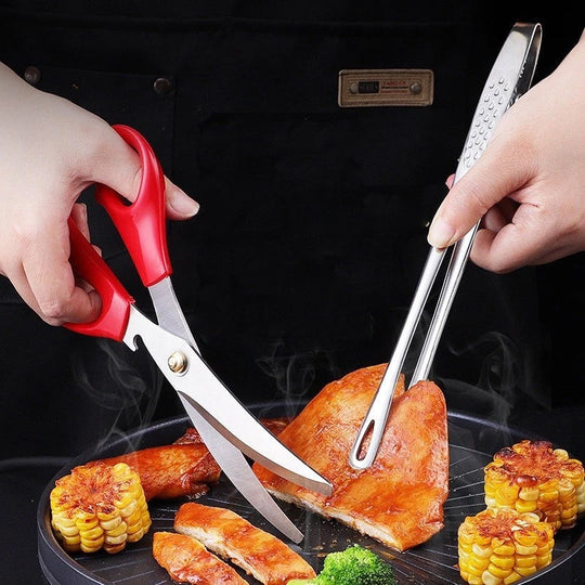 🏆 Last Day Special Price £9.99 ! 🔥Buy 2 Get 1 Free🎁28cm Super Long Stainless Steel Grill Tongs