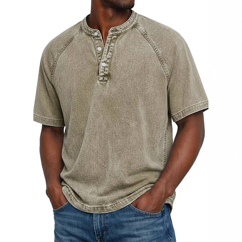 ✨Men's Casual Band Collar Short Sleeve Shirt - Comfortable, Breathable & Effortlessly Stylish